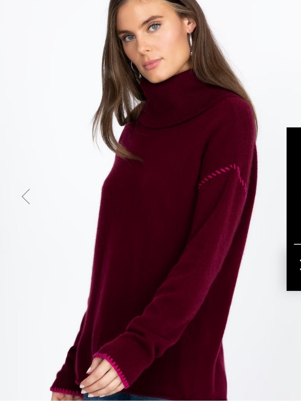 Johnny Was Recycled Cashmere Cowl Neck Turtleneck Sweater size M